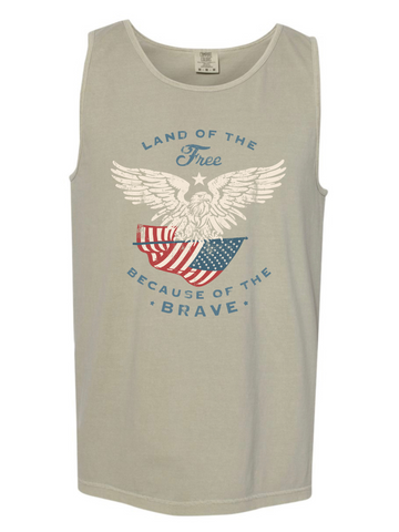 LAND OF THE FREE BECAUSE OF THE BRAVE • ADULT TEE