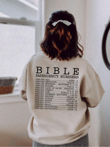 BIBLE EMERGENCY NUMBERS - ADULT CREWNECK