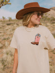 TRY THAT IN A SMALL TOWN FLAG COWBOY BOOTS • ADULT TEE