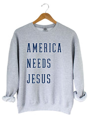 AMERICA NEEDS JESUS - ADULT CREWNECK