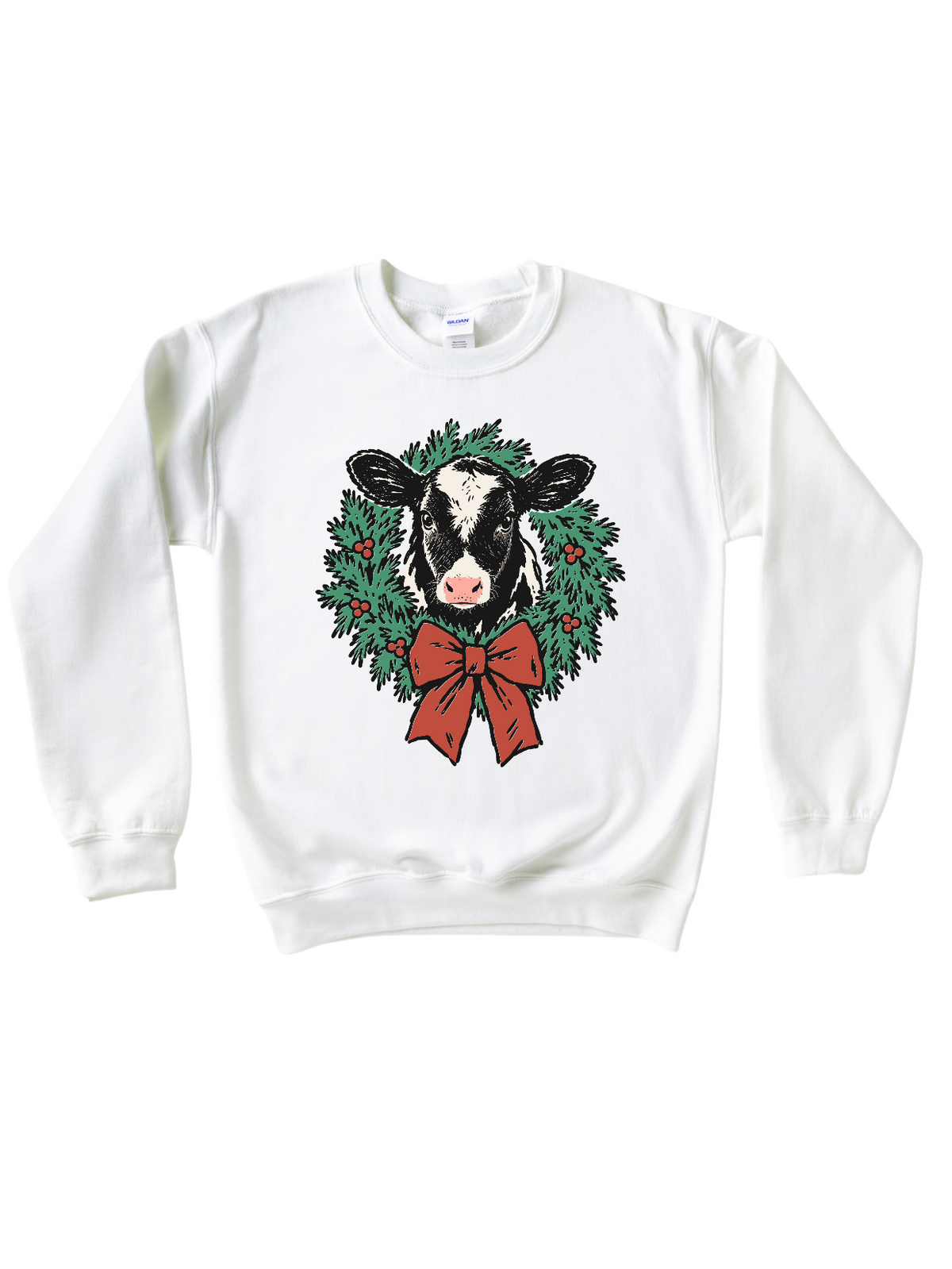 COW WREATH CHRISTMAS - ADULT CREWNECK