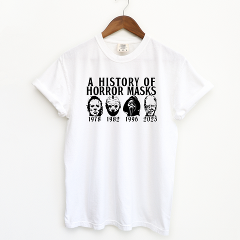 A HISTORY OF HORROR MASKS - ADULT TEE
