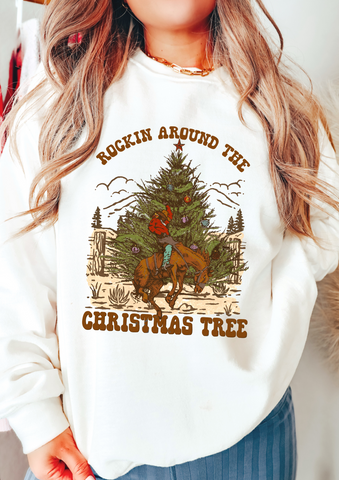 ROCKIN AROUND THE CHRISTMAS TREE - ADULT CREWNECK
