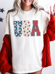 FLORAL USA - ADULT TEE