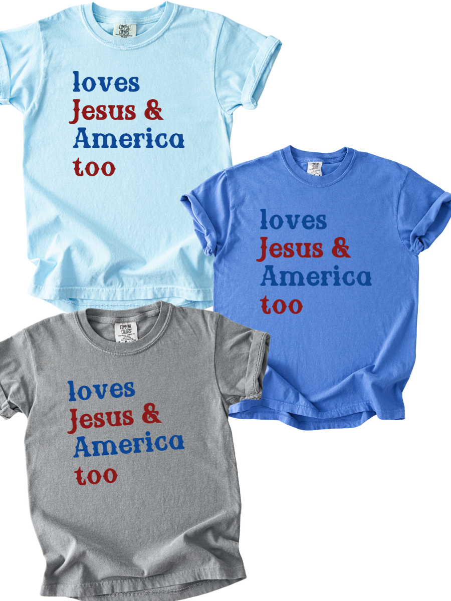 YOUTH LOVES JESUS & AMERICA TOO TEE SHIRT