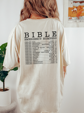 BIBLE EMERGENCY NUMBERS - ADULT TEE