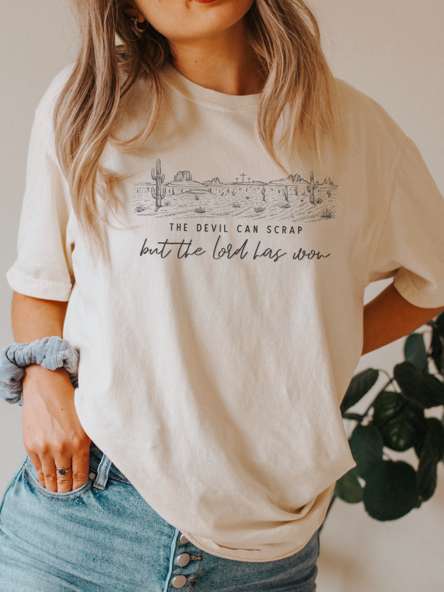 THE DEVIL CAN SCRAP BUT THE LORD HAS WON - ADULT TEE