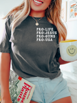 PRO-LIFE • PRO-JESUS • PRO-GUNS • PRO-USA *POCKET PRINT* - ADULT TEE